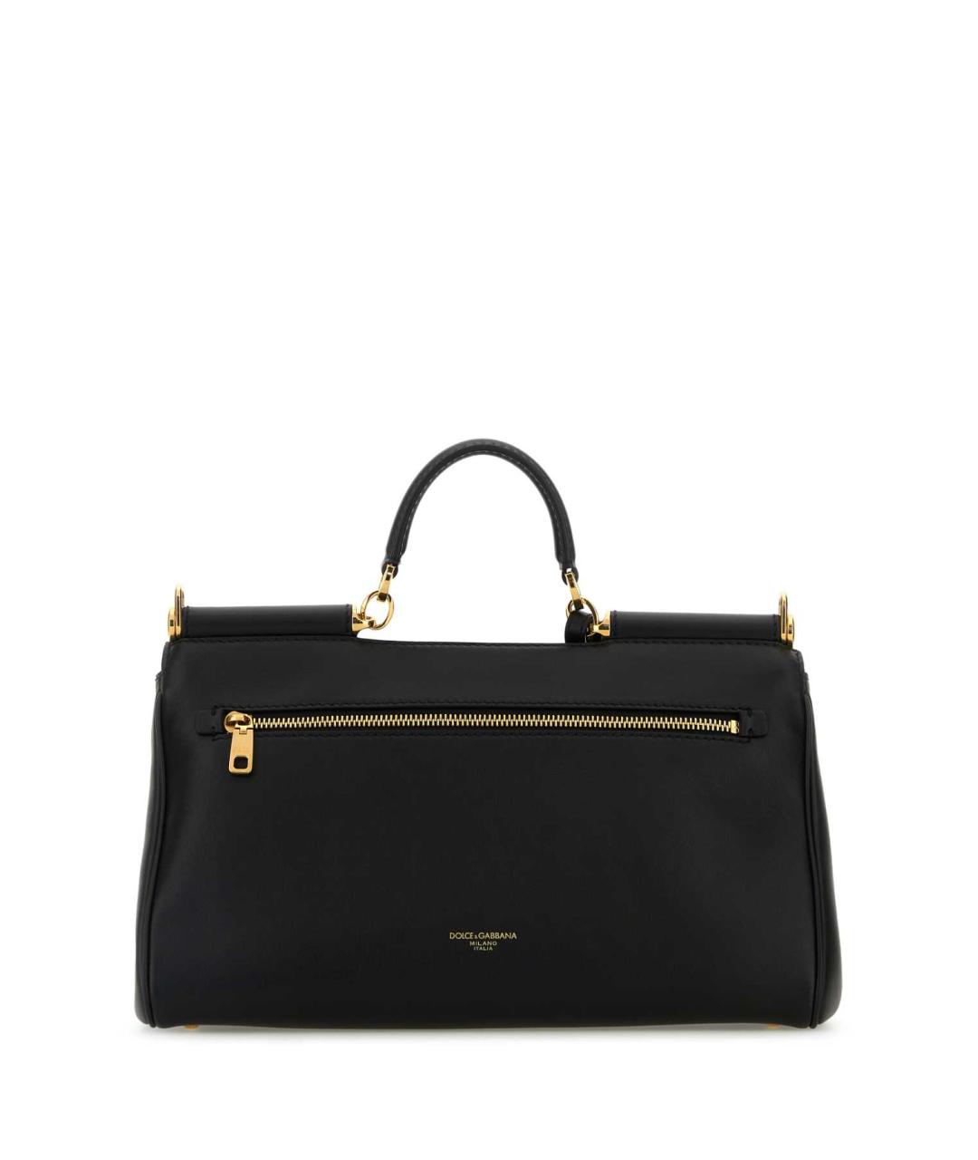 DOLCE&GABBANA Черная кожаная сумка с короткими ручками, фото 2