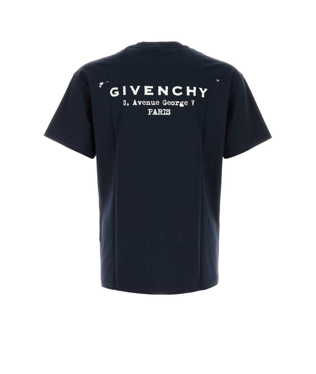 GIVENCHY Темно-синяя хлопковая футболка, фото 2