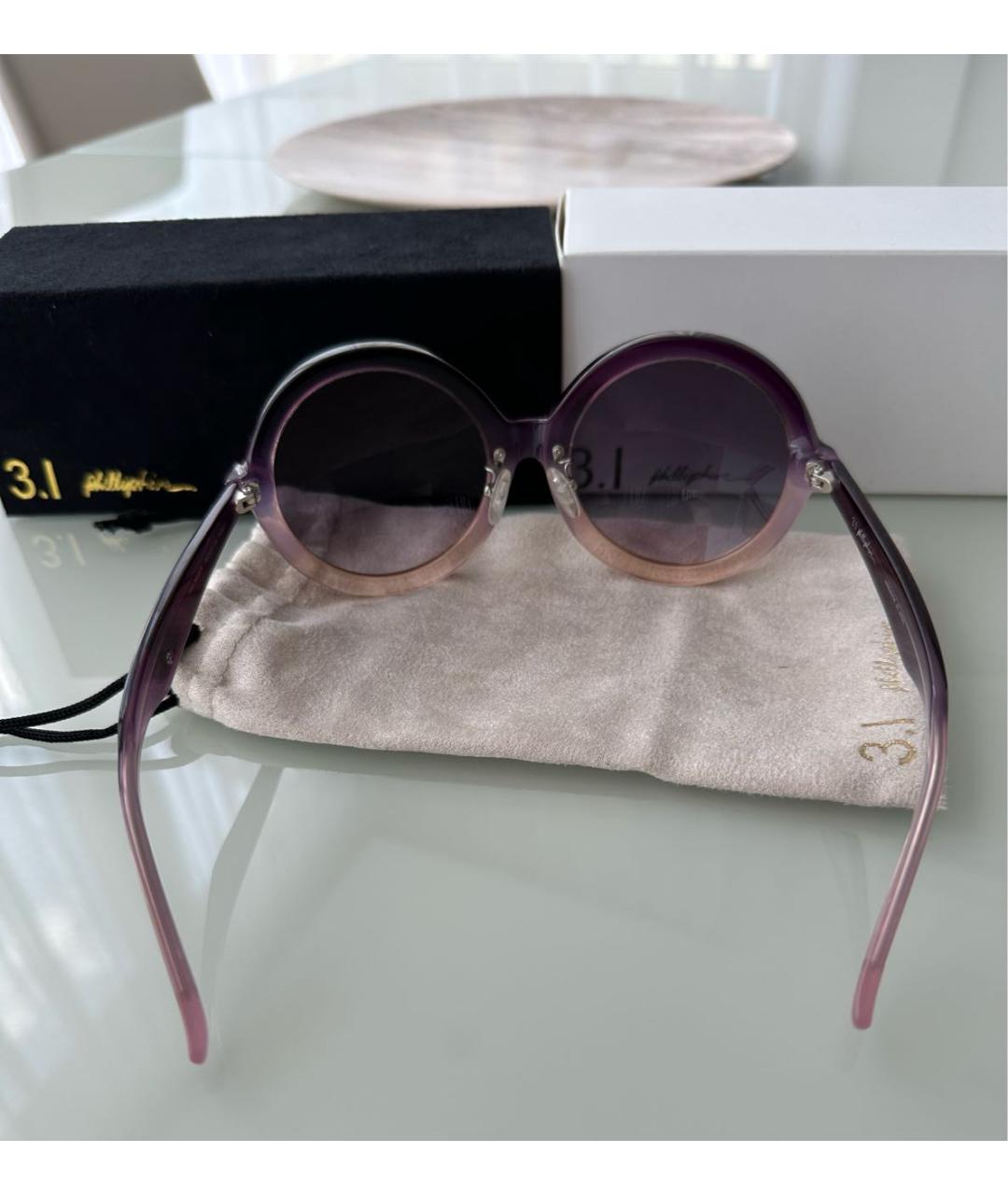 3.1 PHILLIP LIM Фиолетовые пластиковые солнцезащитные очки, фото 3