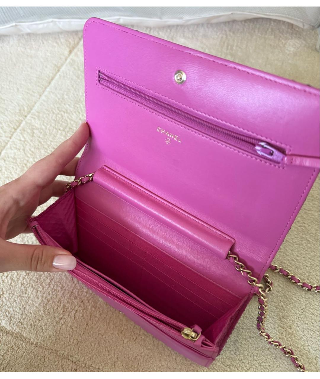 CHANEL Розовая сумка через плечо из экзотической кожи, фото 6