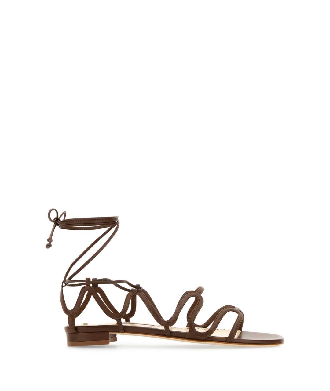 MANOLO BLAHNIK Коричневые кожаные босоножки, фото 1