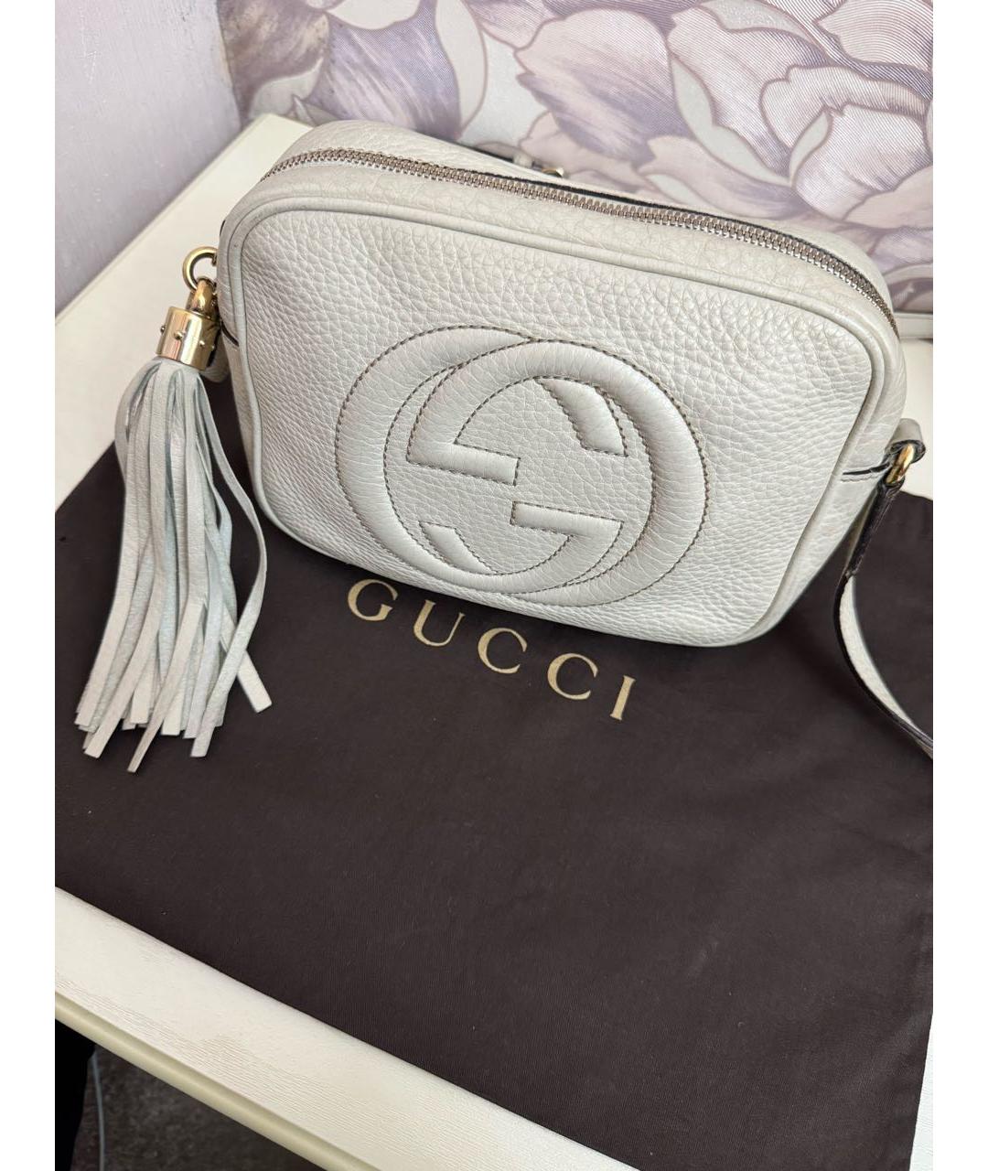 GUCCI Белая кожаная сумка через плечо, фото 3