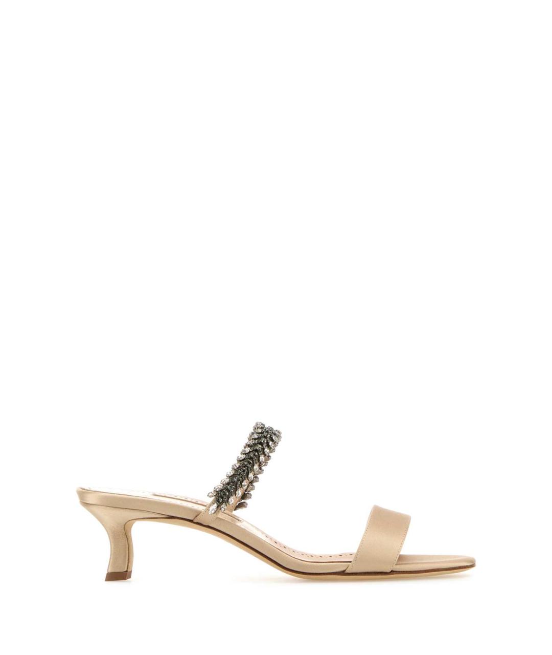 MANOLO BLAHNIK Бежевые кожаные босоножки, фото 1