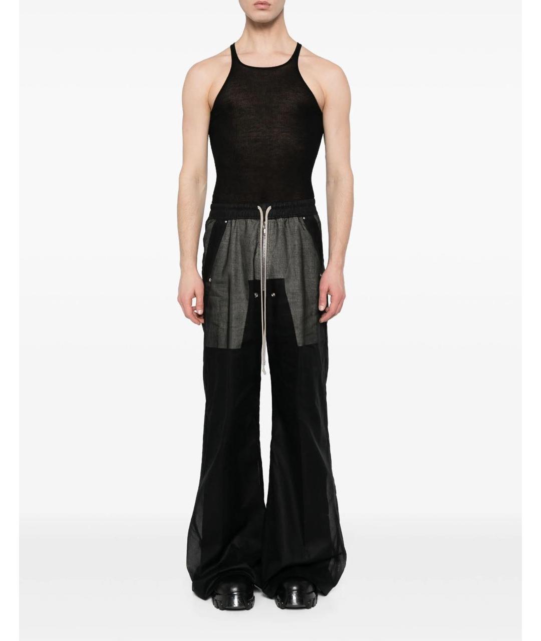 RICK OWENS Черные хлопковые повседневные брюки, фото 3