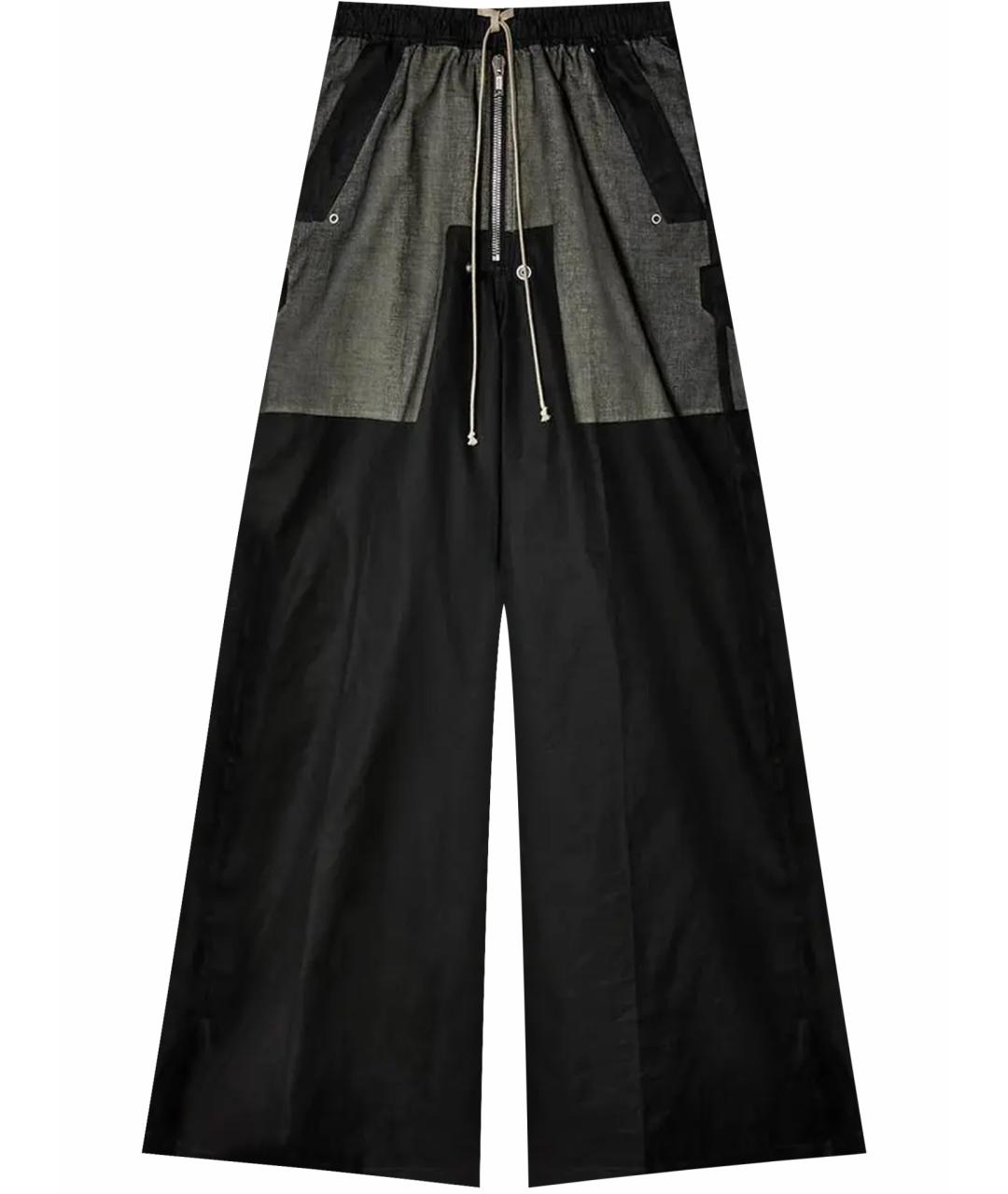 RICK OWENS Черные хлопковые повседневные брюки, фото 1