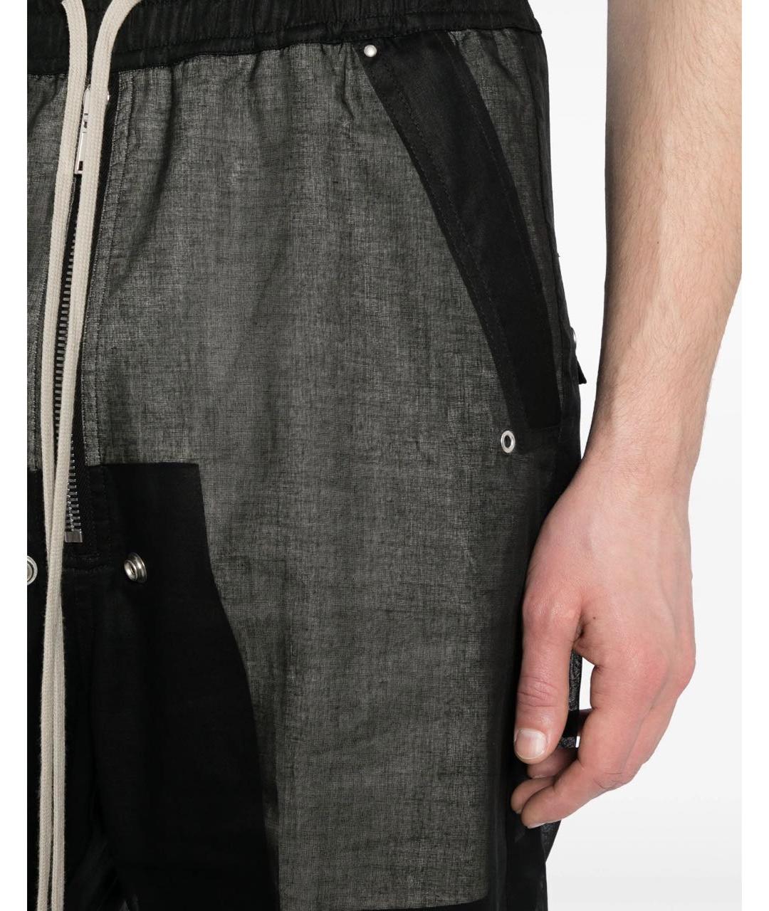RICK OWENS Черные хлопковые повседневные брюки, фото 4