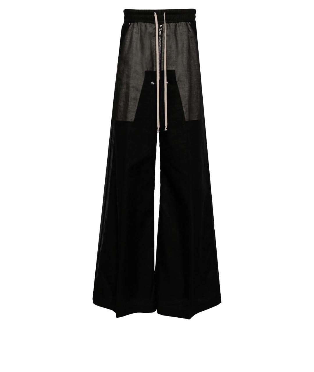 RICK OWENS Черные хлопковые повседневные брюки, фото 2