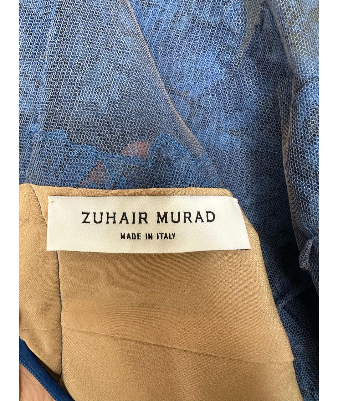 ZUHAIR MURAD Синее кружевное вечернее платье, фото 3
