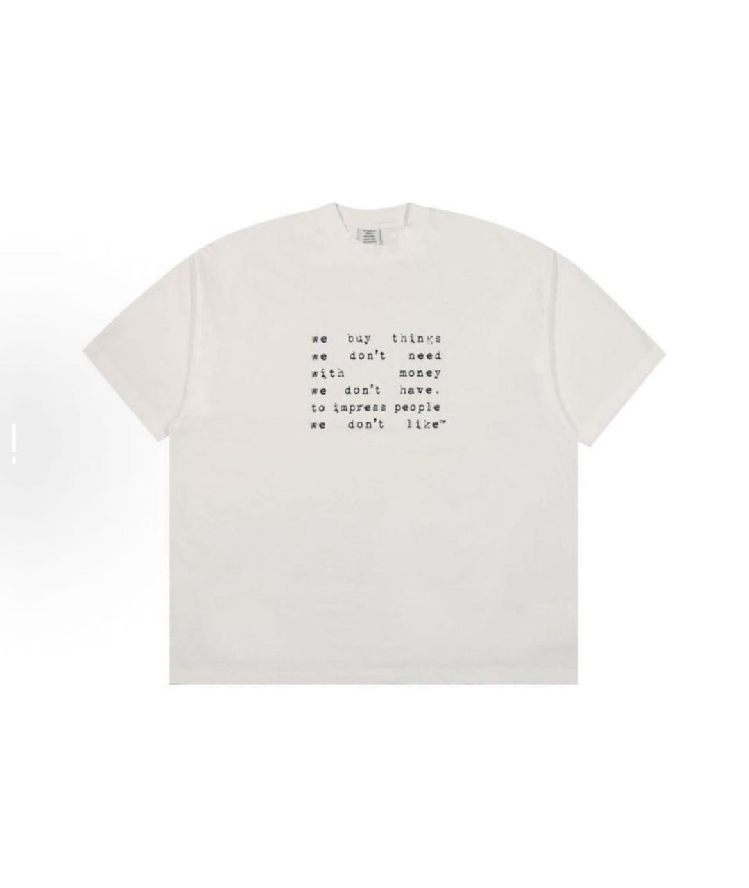 VETEMENTS Белая хлопковая футболка, фото 6