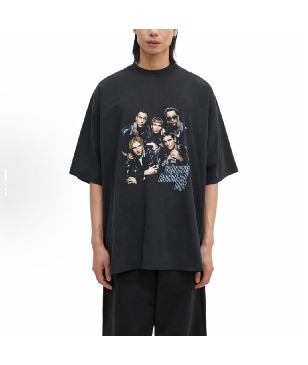 VETEMENTS Черная хлопковая футболка, фото 3