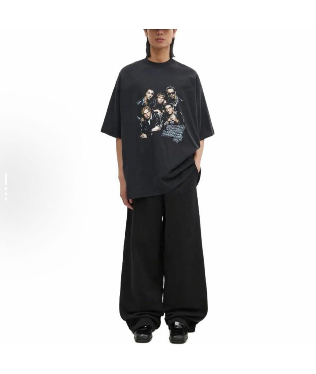 VETEMENTS Черная хлопковая футболка, фото 5
