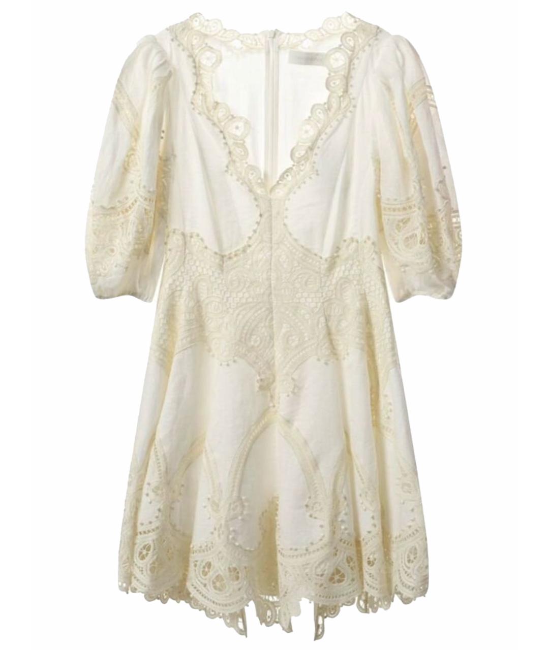 ZIMMERMANN Бежевое льняное повседневное платье, фото 1