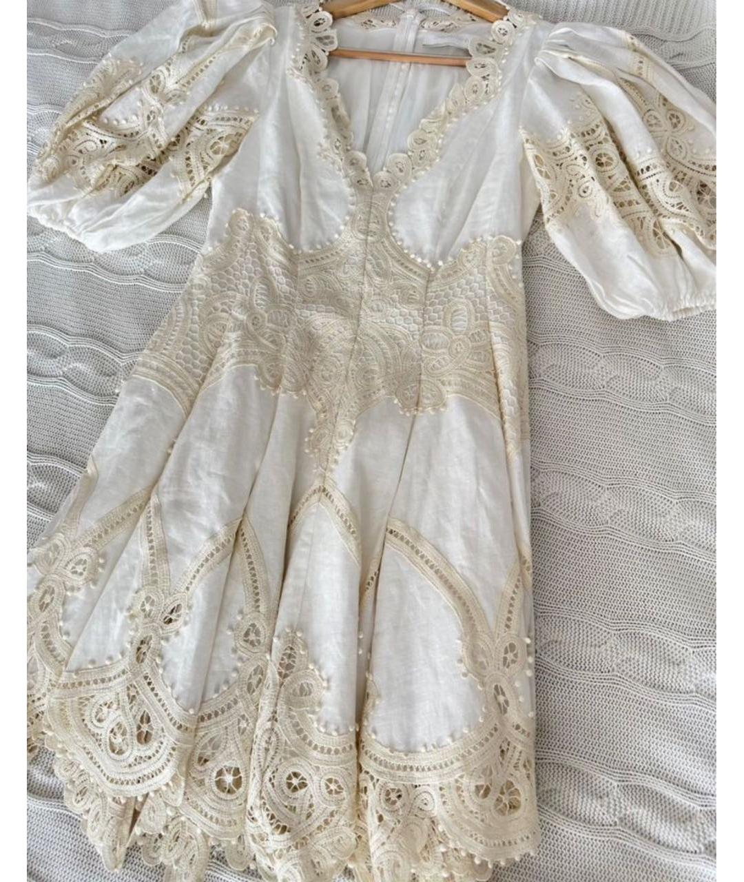 ZIMMERMANN Бежевое льняное повседневное платье, фото 6