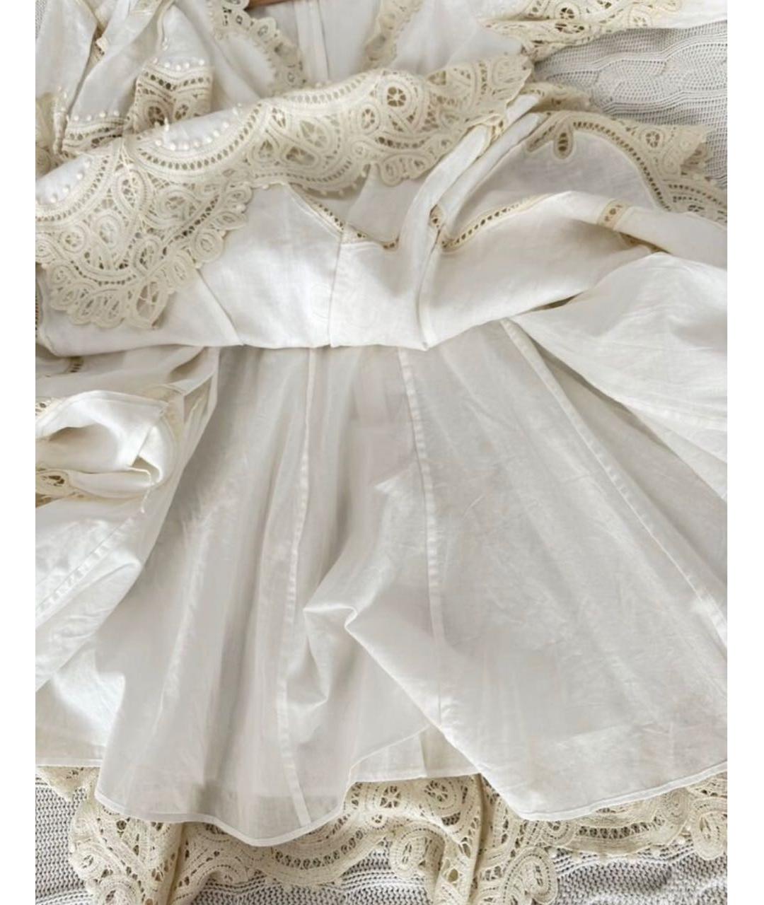 ZIMMERMANN Бежевое льняное повседневное платье, фото 3