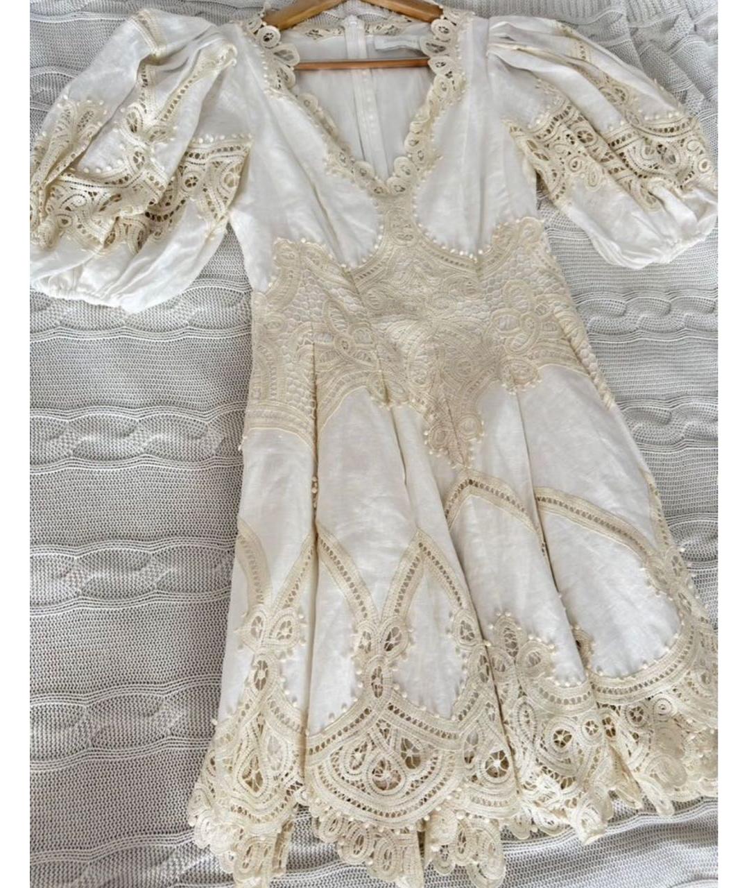ZIMMERMANN Бежевое льняное повседневное платье, фото 5