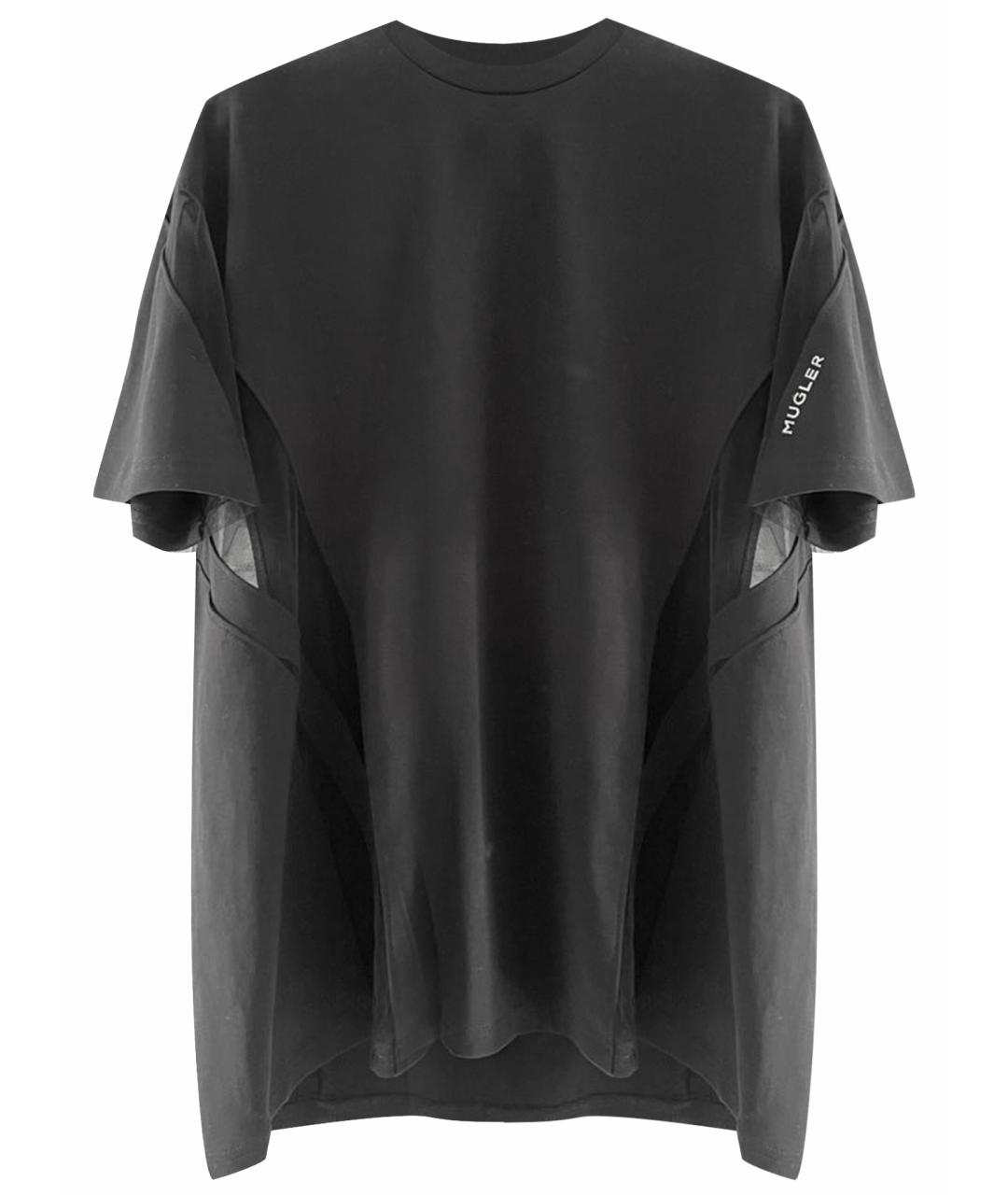 MUGLER Черная хлопковая футболка, фото 1