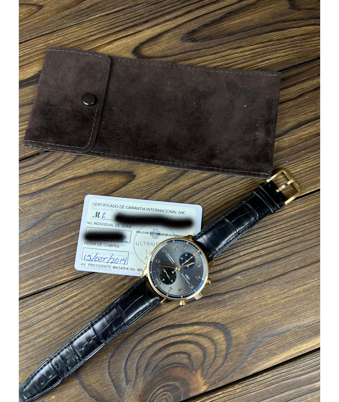 IWC Черные часы из розового золота, фото 2