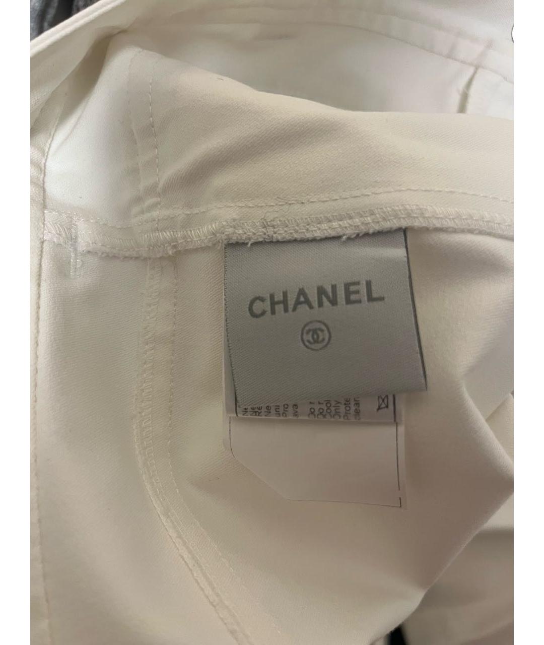 CHANEL Белые хлопко-эластановые брюки узкие, фото 8