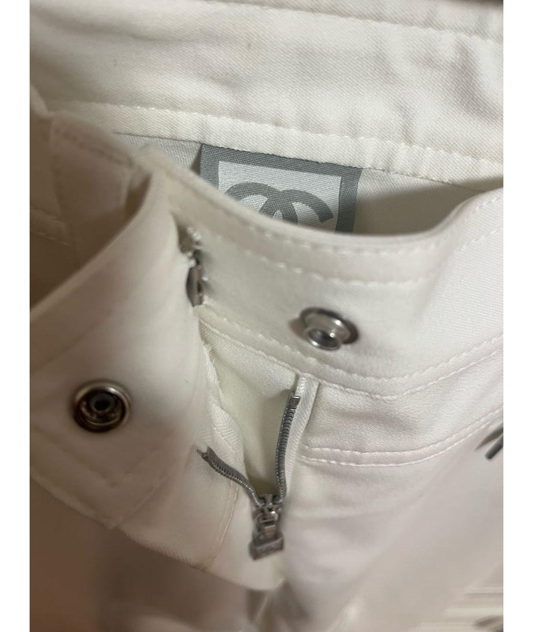CHANEL Белые хлопко-эластановые брюки узкие, фото 4
