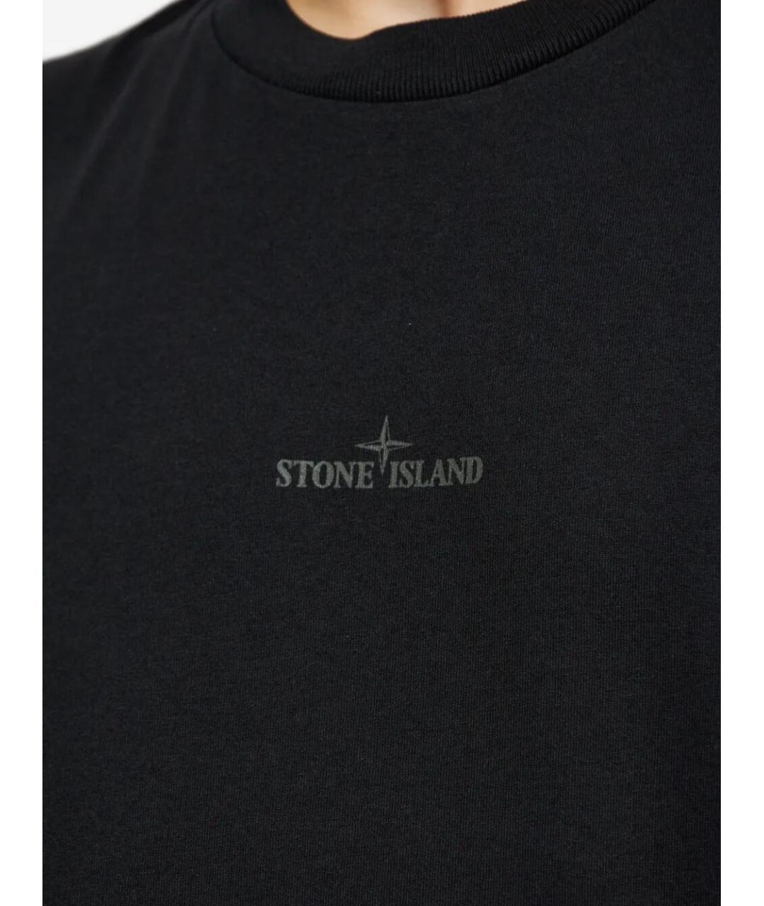 STONE ISLAND Черная хлопковая футболка, фото 4
