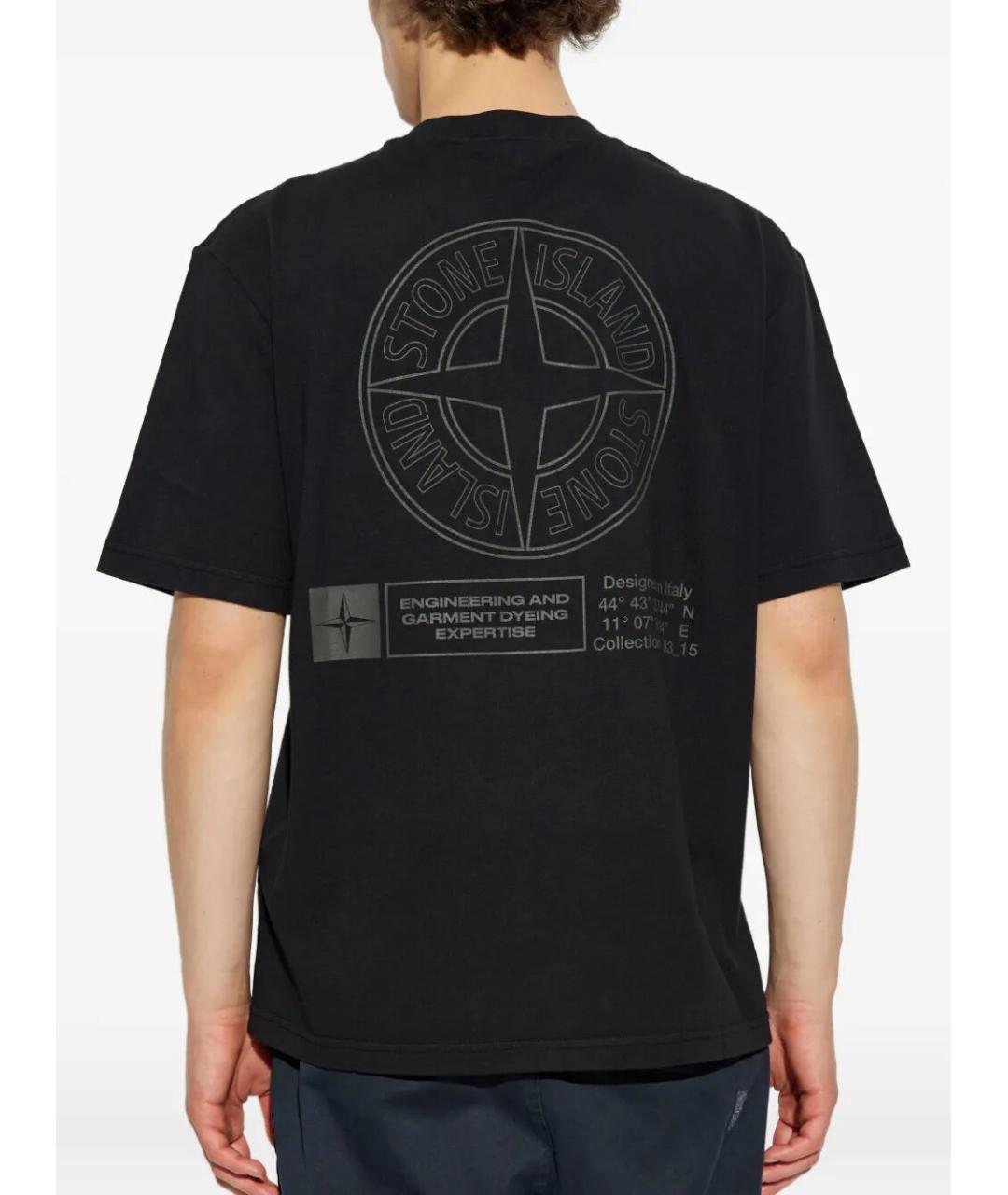 STONE ISLAND Черная хлопковая футболка, фото 3
