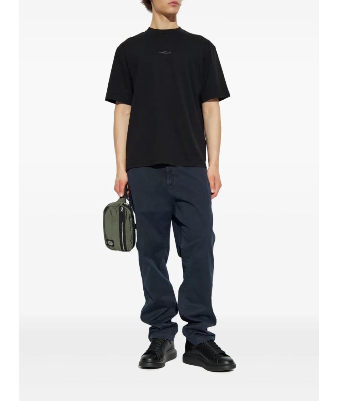 STONE ISLAND Черная хлопковая футболка, фото 5