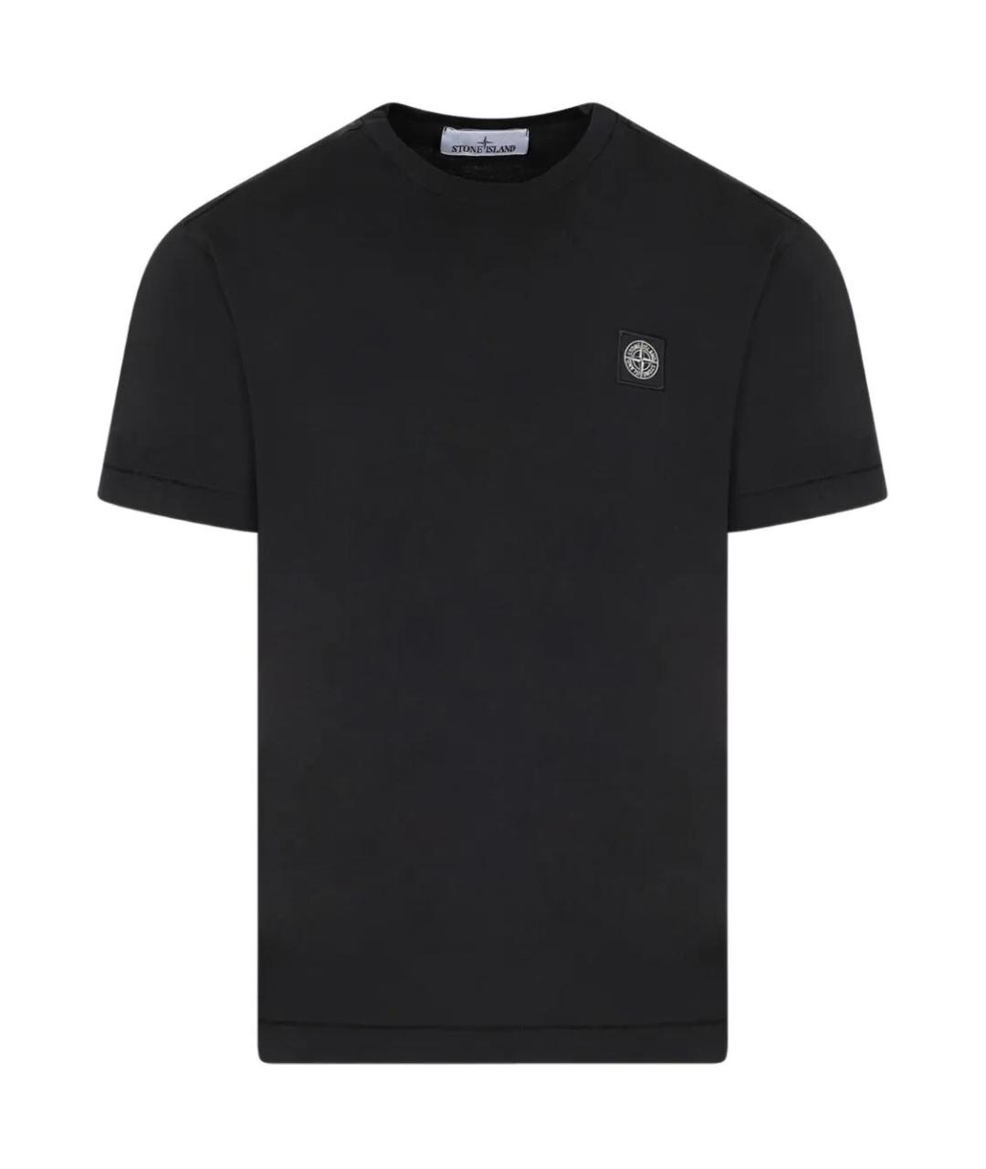 STONE ISLAND Черная хлопковая футболка, фото 1