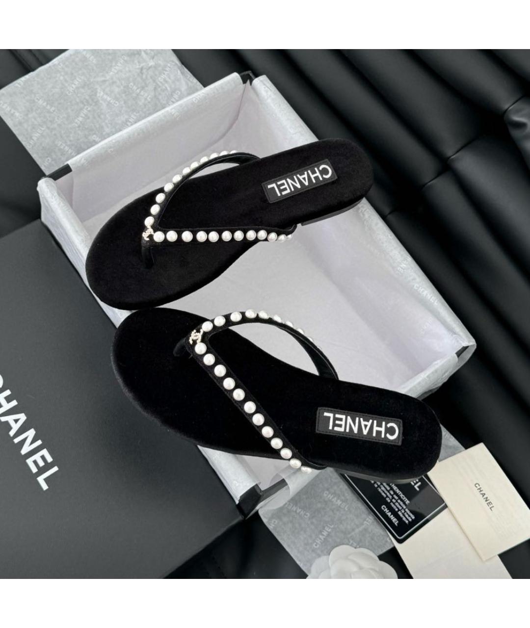CHANEL Черные шлепанцы, фото 6