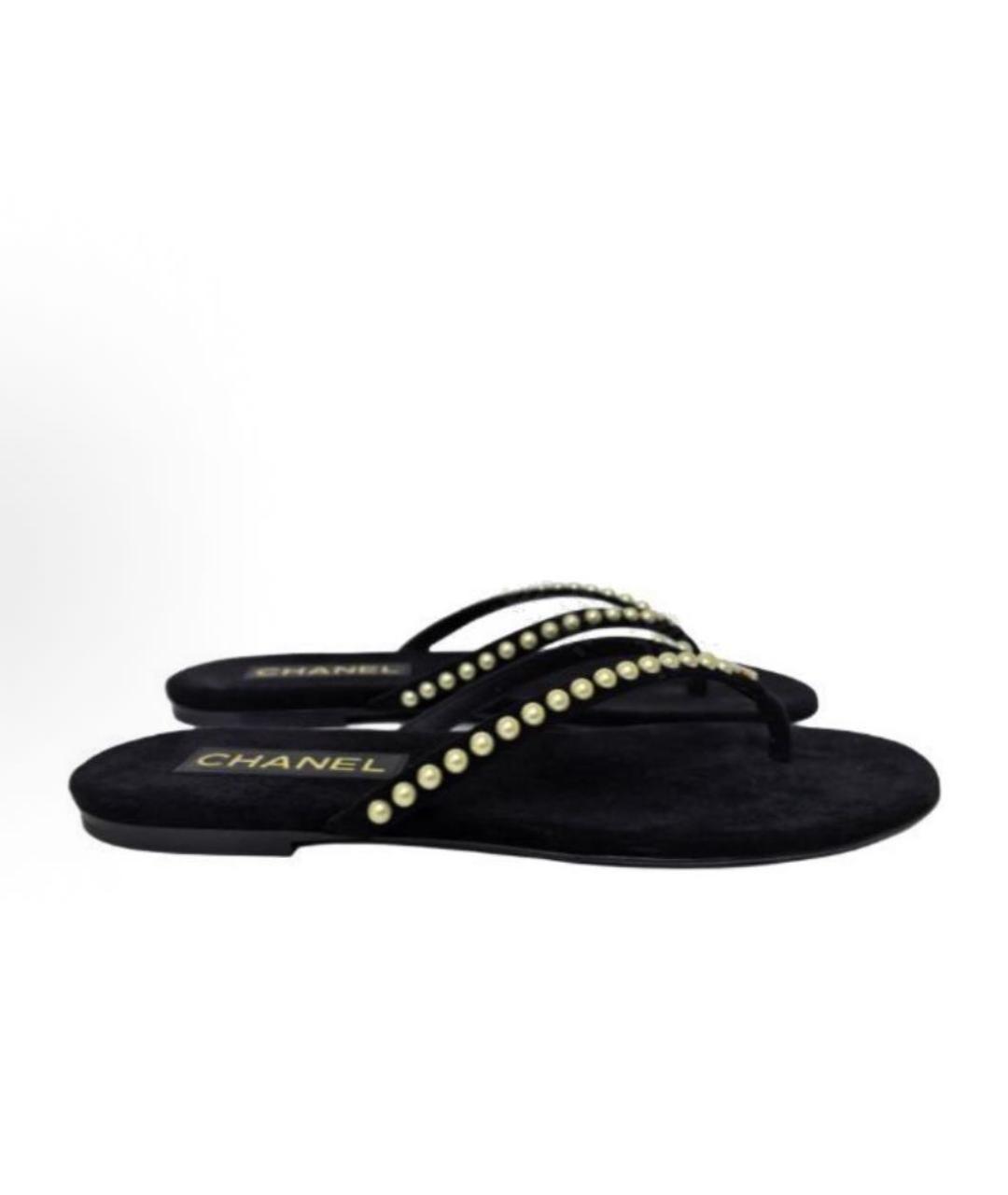 CHANEL Черные шлепанцы, фото 3