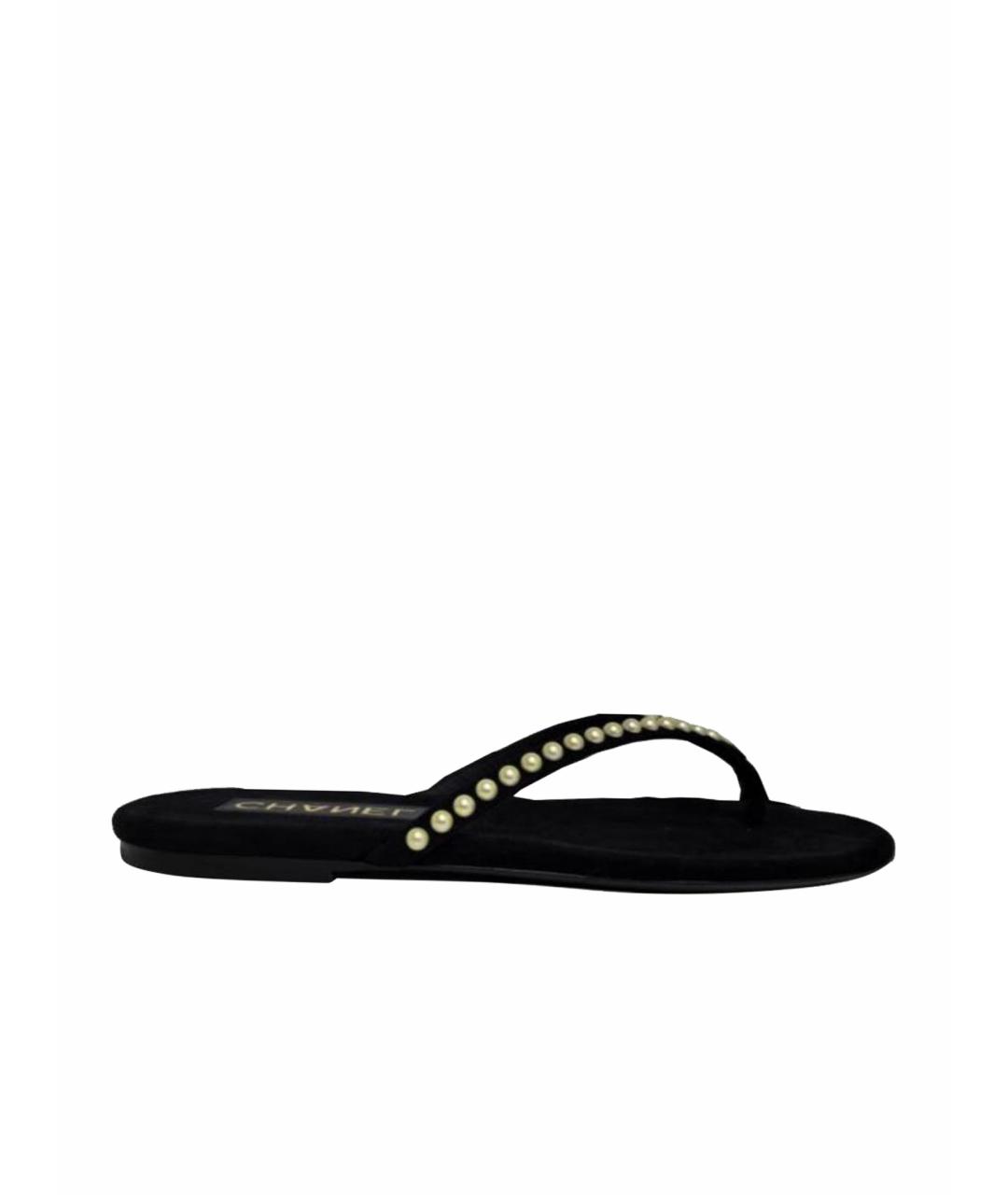 CHANEL Черные шлепанцы, фото 1