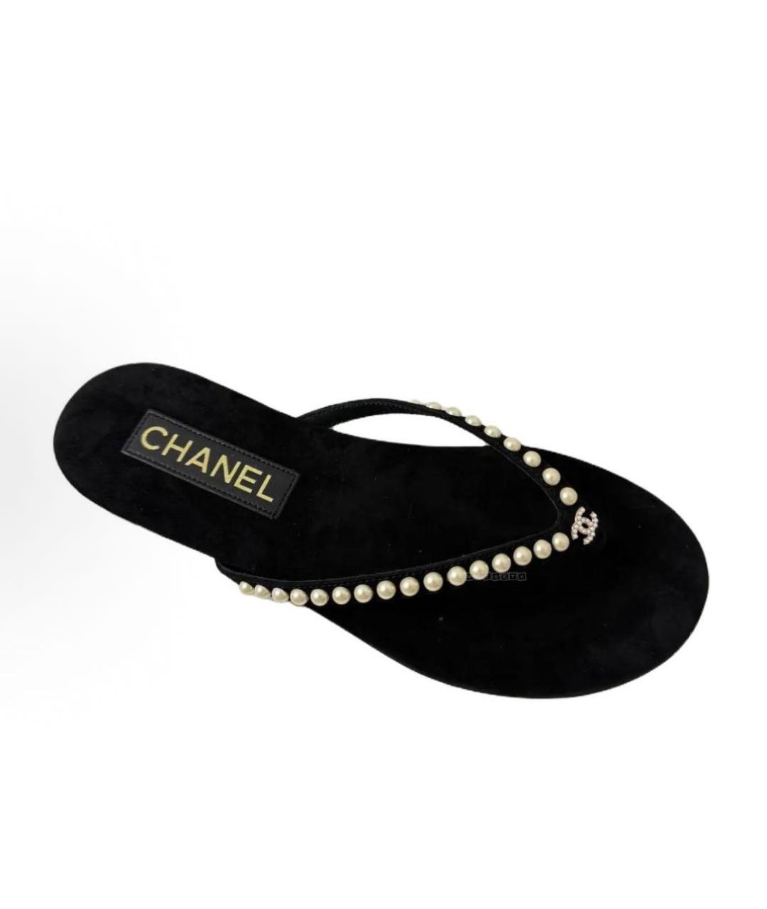 CHANEL Черные шлепанцы, фото 2