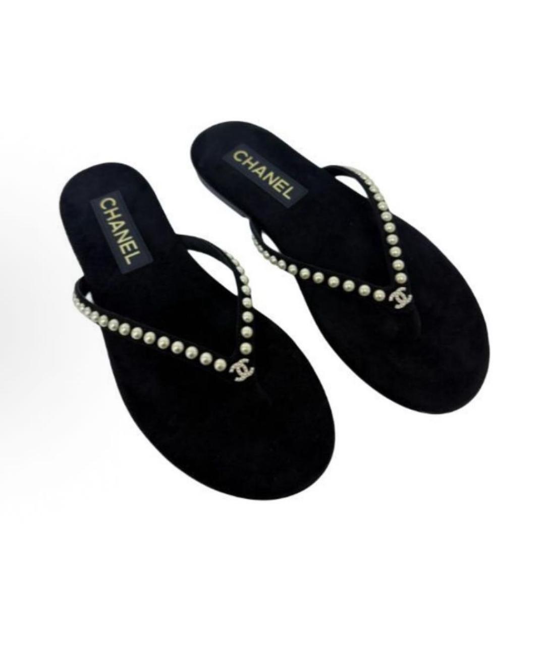 CHANEL Черные шлепанцы, фото 4