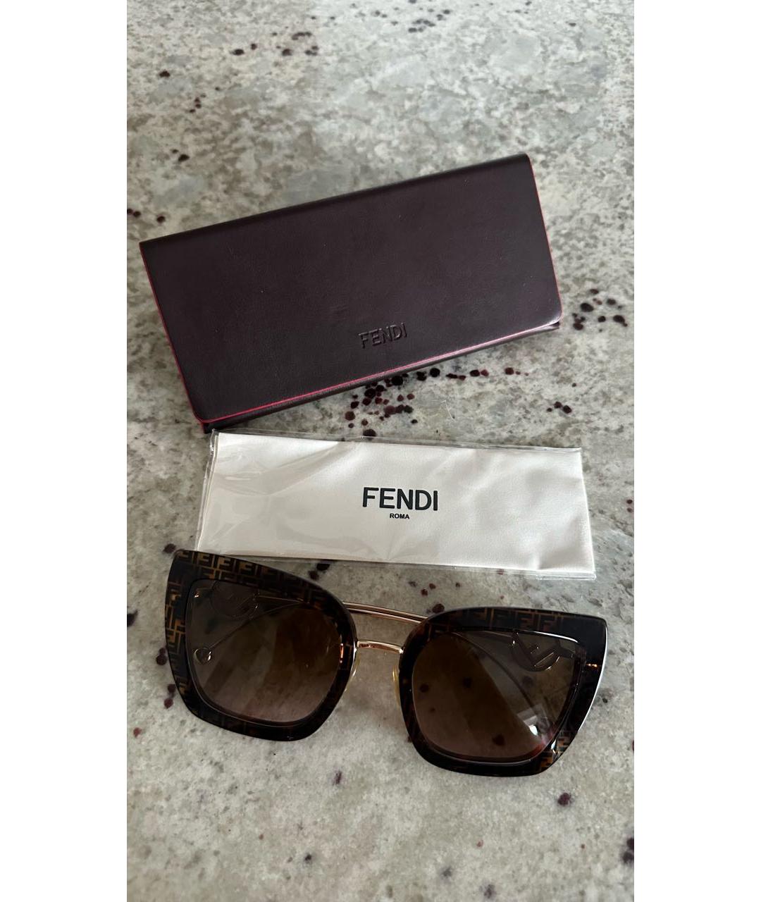 FENDI Коричневые пластиковые солнцезащитные очки, фото 4