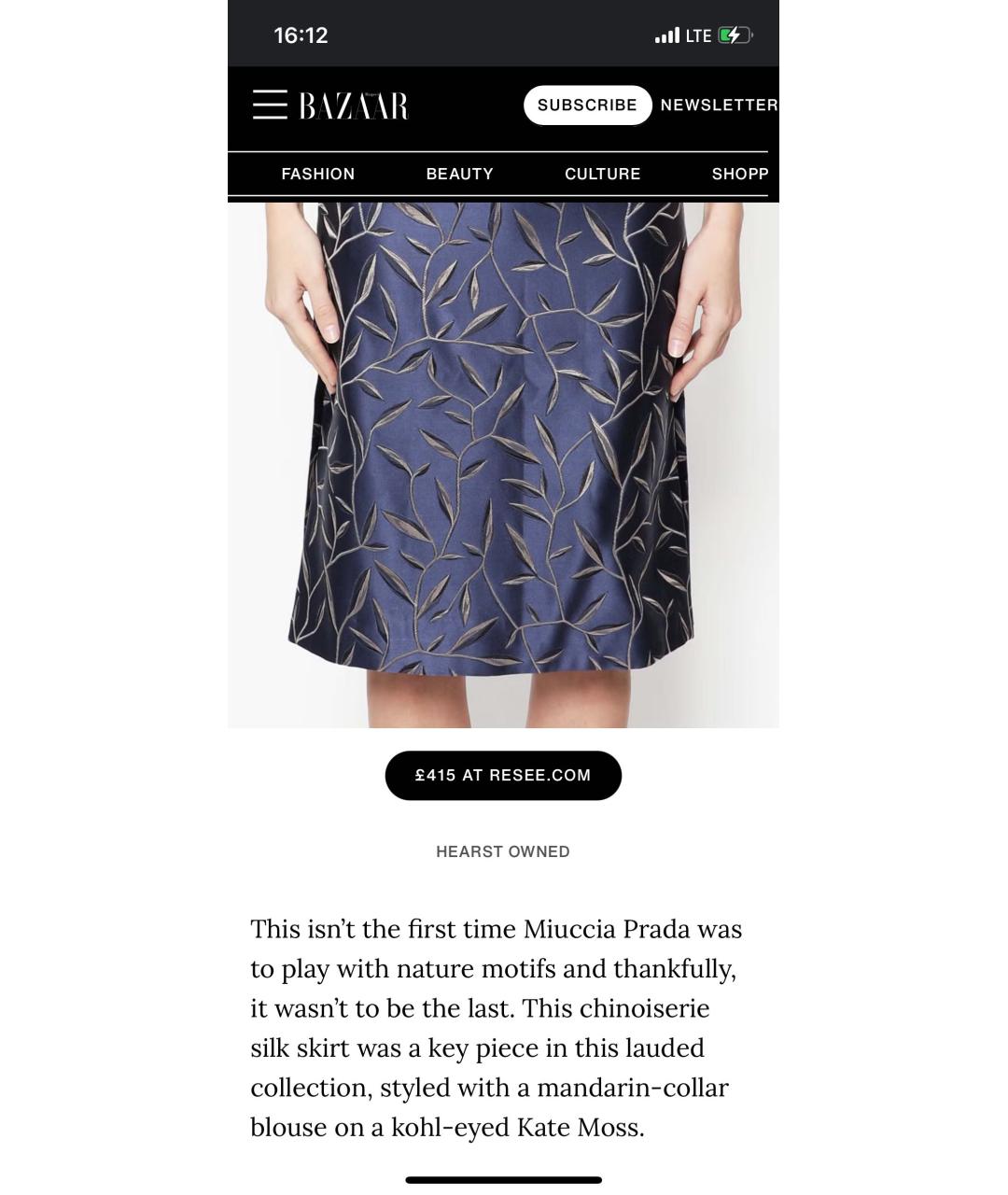 PRADA Темно-синяя шелковая юбка миди, фото 6