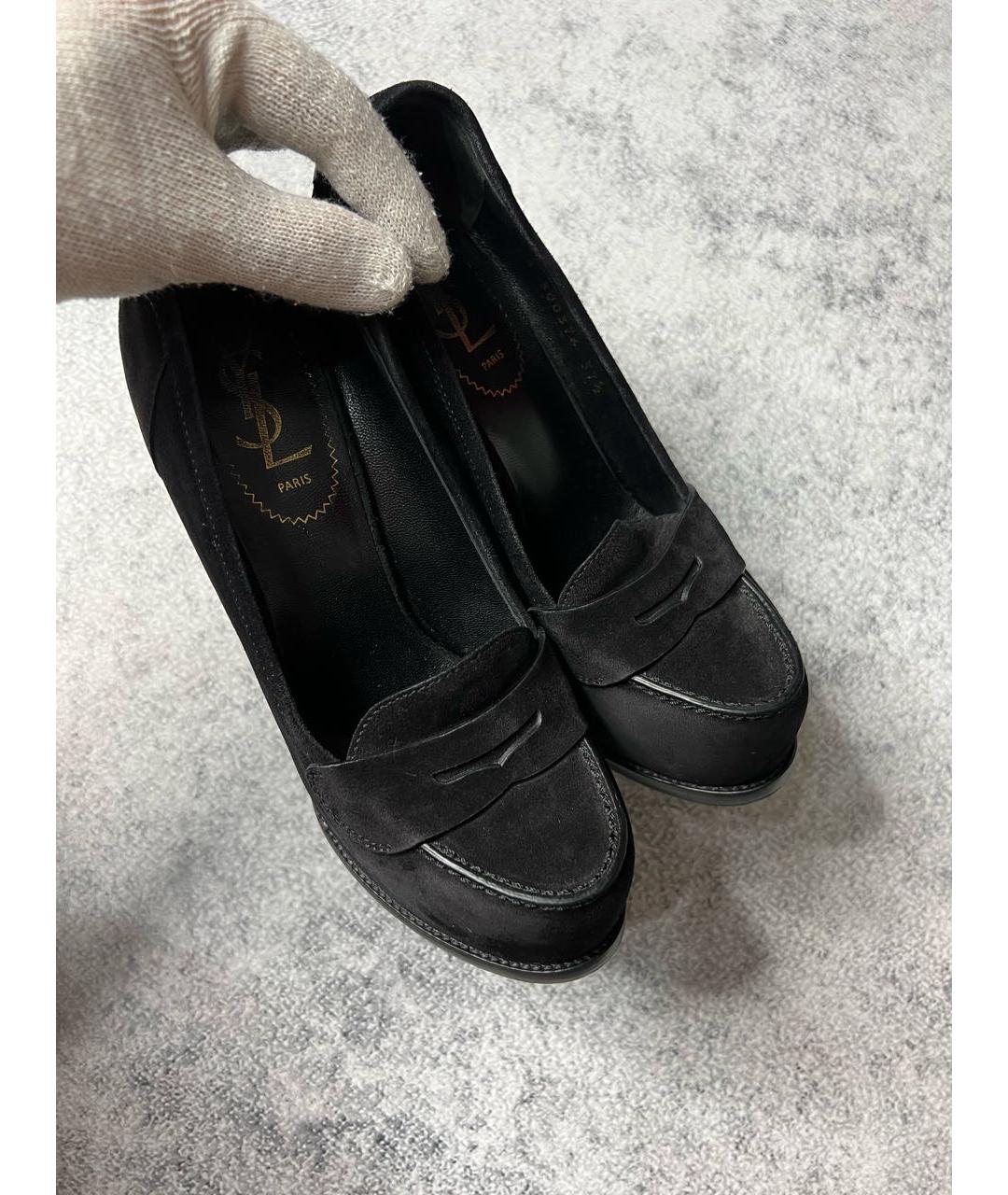 SAINT LAURENT Черные замшевые туфли, фото 7