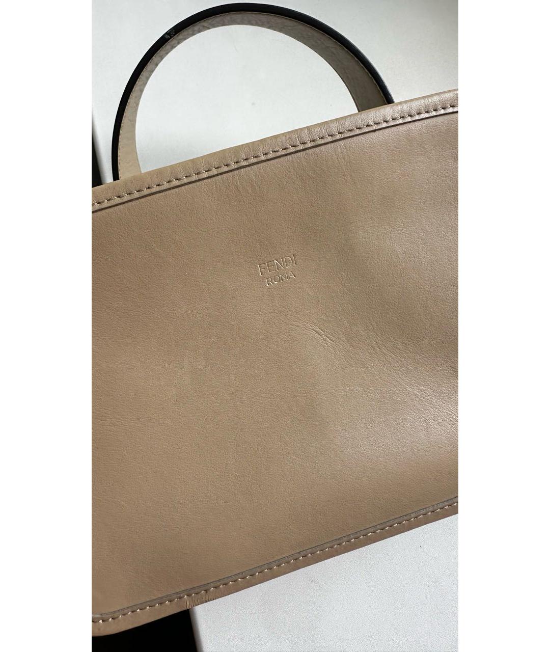 FENDI Бежевая кожаная сумка через плечо, фото 2
