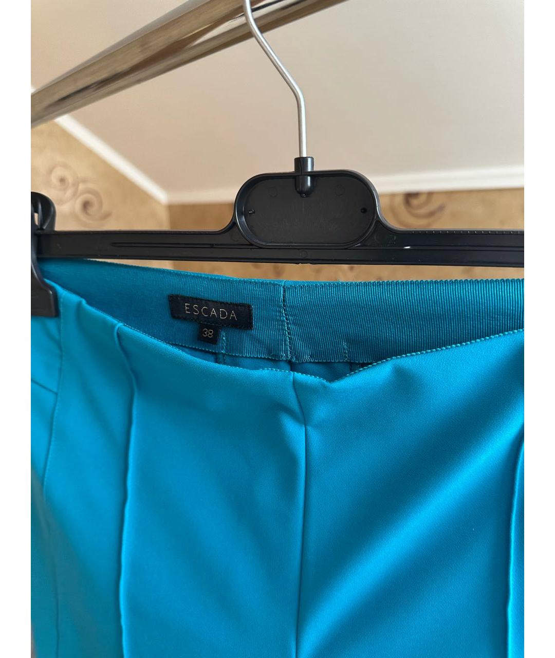 ESCADA Бирюзовые полиэстеровые прямые брюки, фото 4