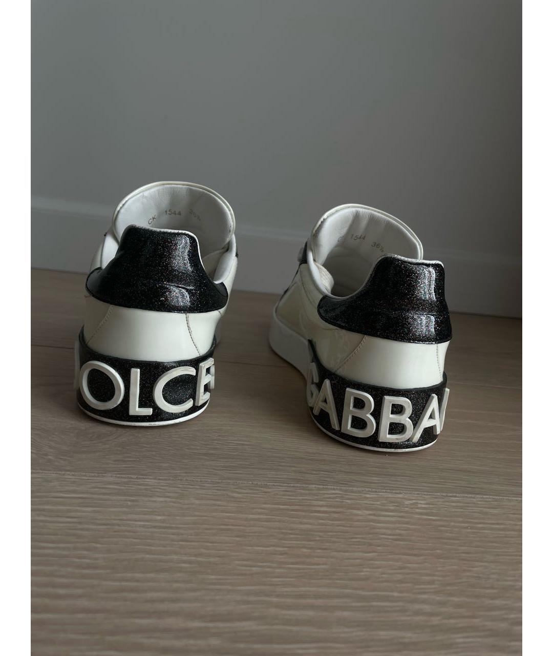 DOLCE&GABBANA Белые кроссовки из лакированной кожи, фото 4