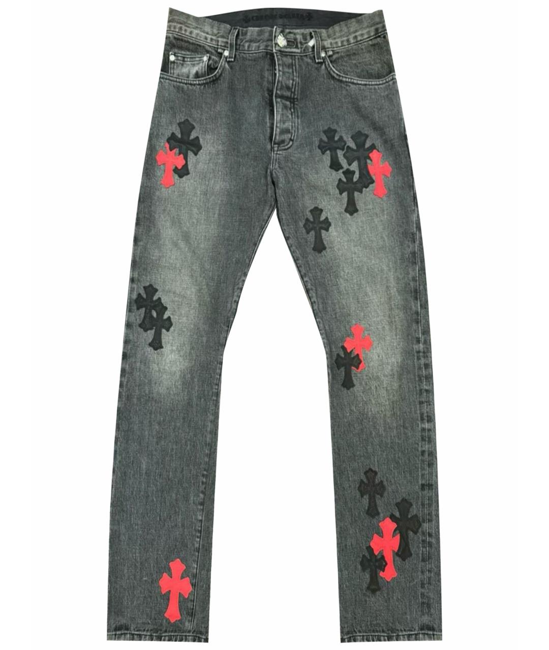 CHROME HEARTS Серые хлопковые прямые джинсы, фото 1