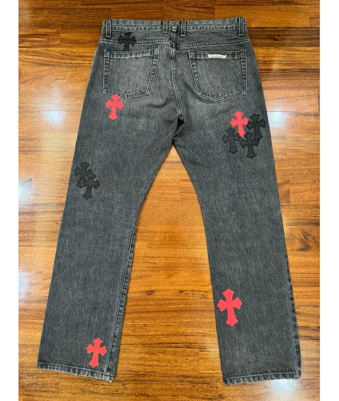 CHROME HEARTS Серые хлопковые прямые джинсы, фото 2