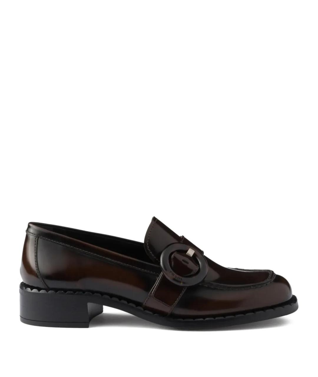PRADA Коричневые кожаные лоферы, фото 1