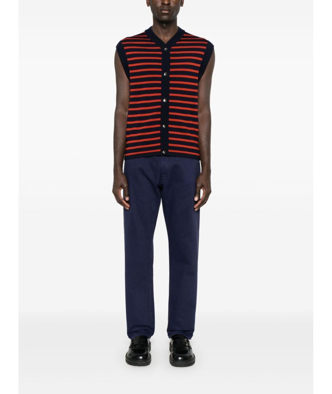 PRADA Темно-синие хлопковые прямые джинсы, фото 4