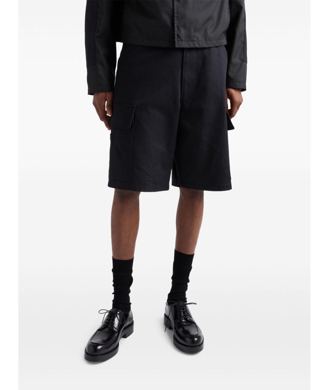 PRADA Черные хлопковые шорты, фото 4