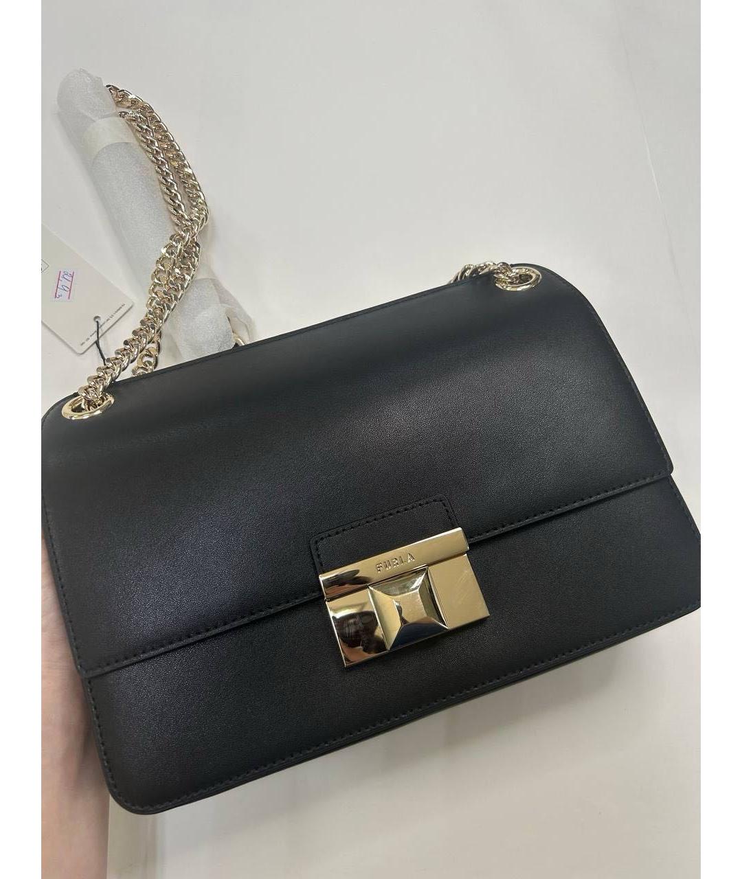 FURLA Черная кожаная сумка через плечо, фото 6
