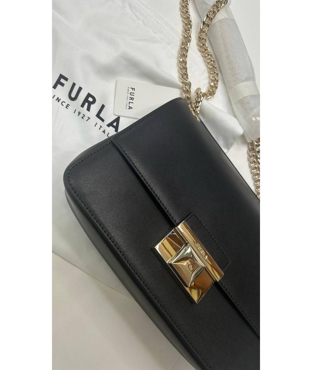 FURLA Черная кожаная сумка через плечо, фото 3