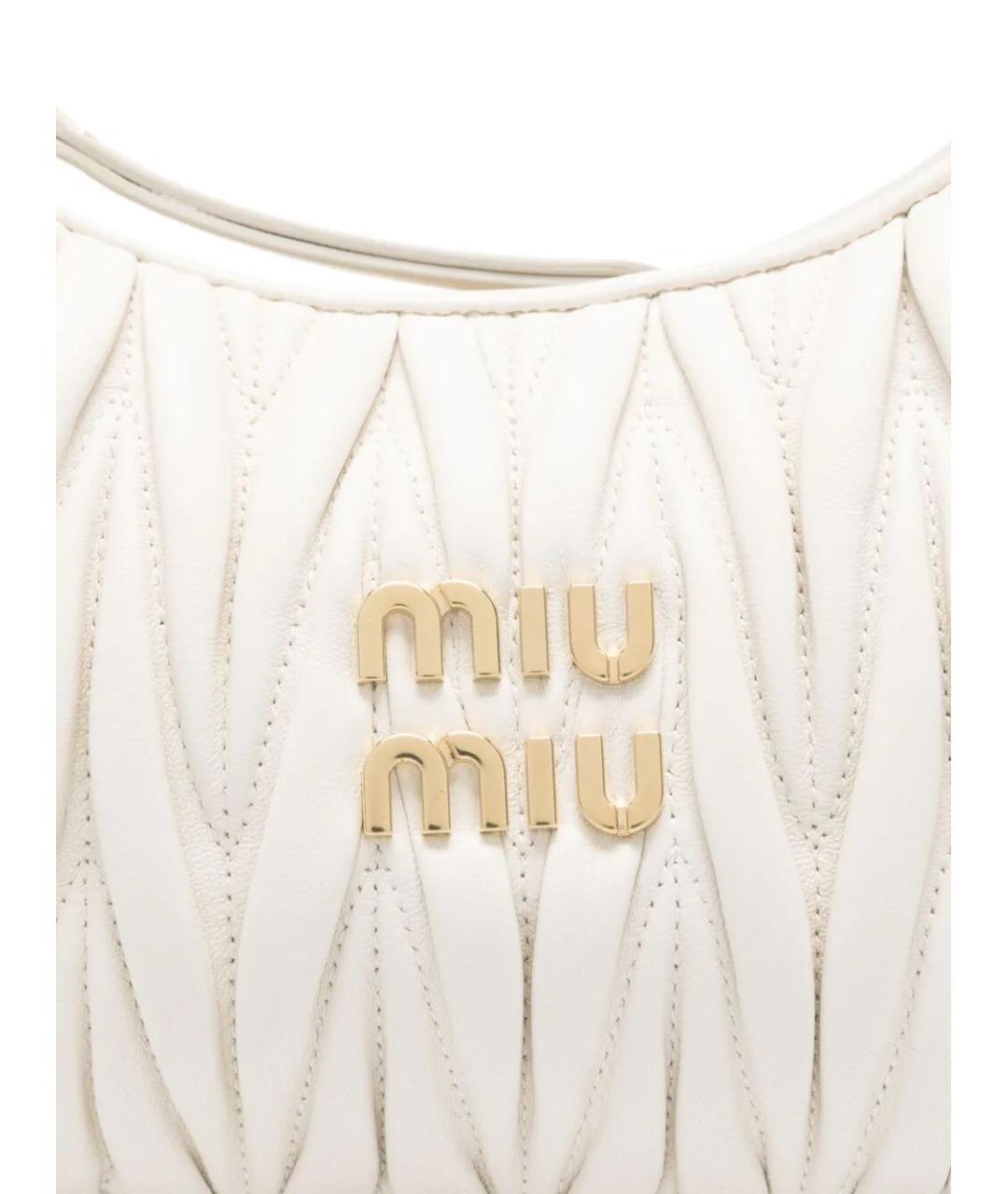 MIU MIU Белая кожаная сумка с короткими ручками, фото 4