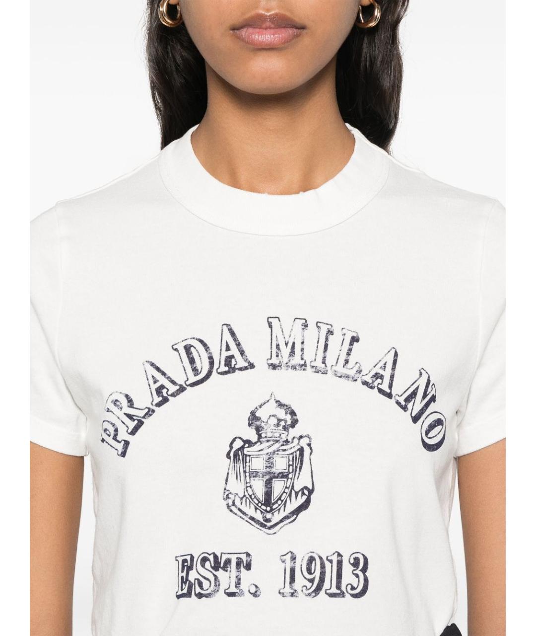 PRADA Белая хлопковая футболка, фото 4