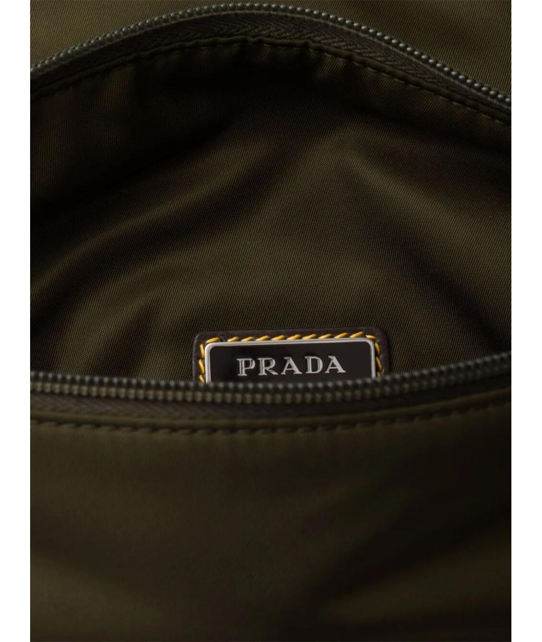 PRADA Зеленая синтетическая поясная сумка, фото 6