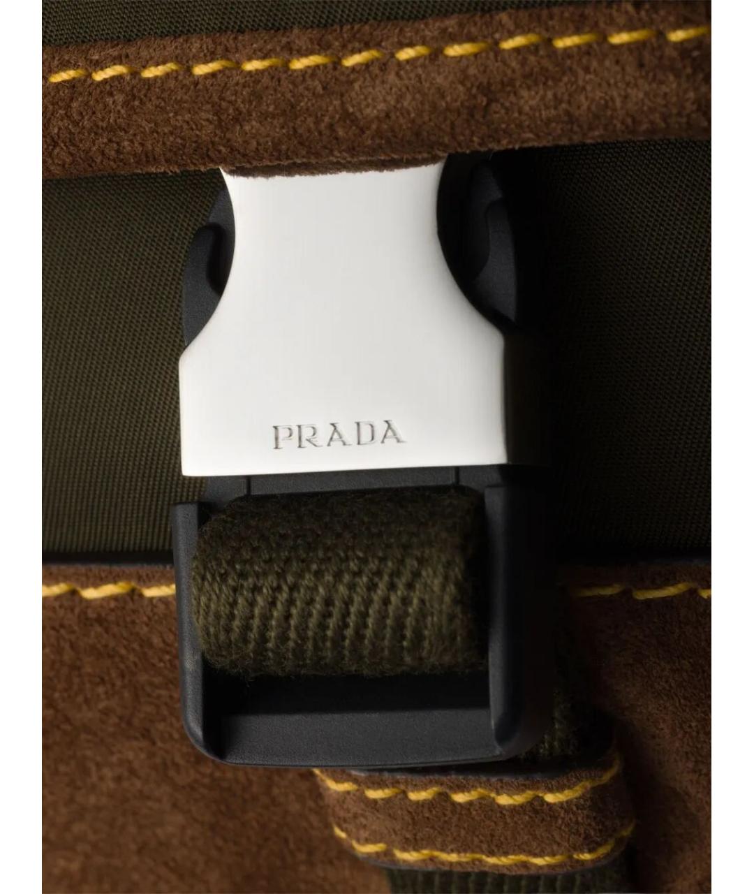 PRADA Зеленая синтетическая поясная сумка, фото 7
