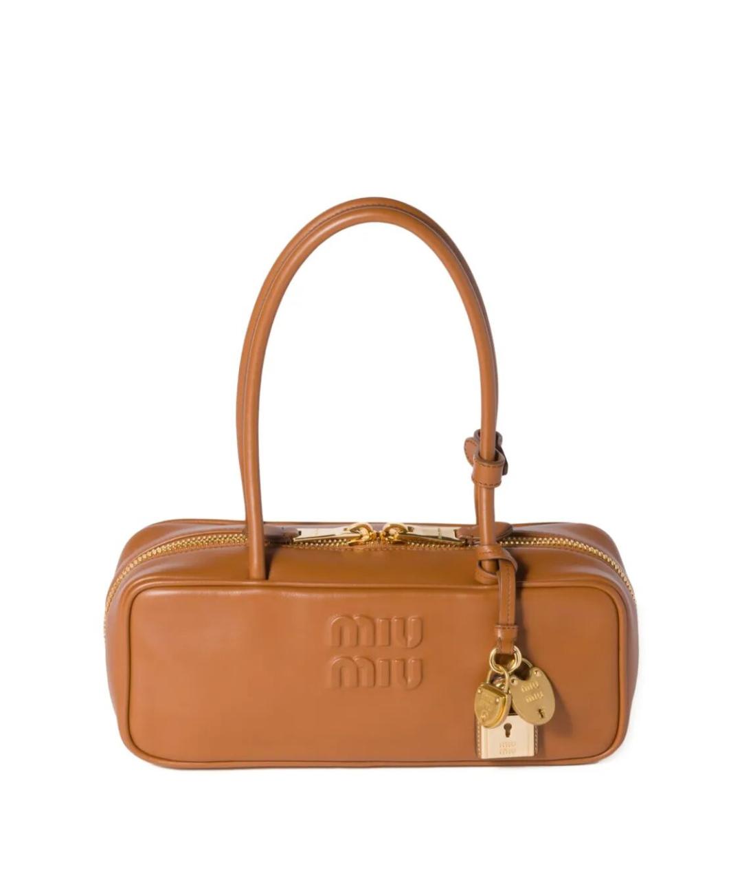 MIU MIU Коричневая кожаная сумка с короткими ручками, фото 1